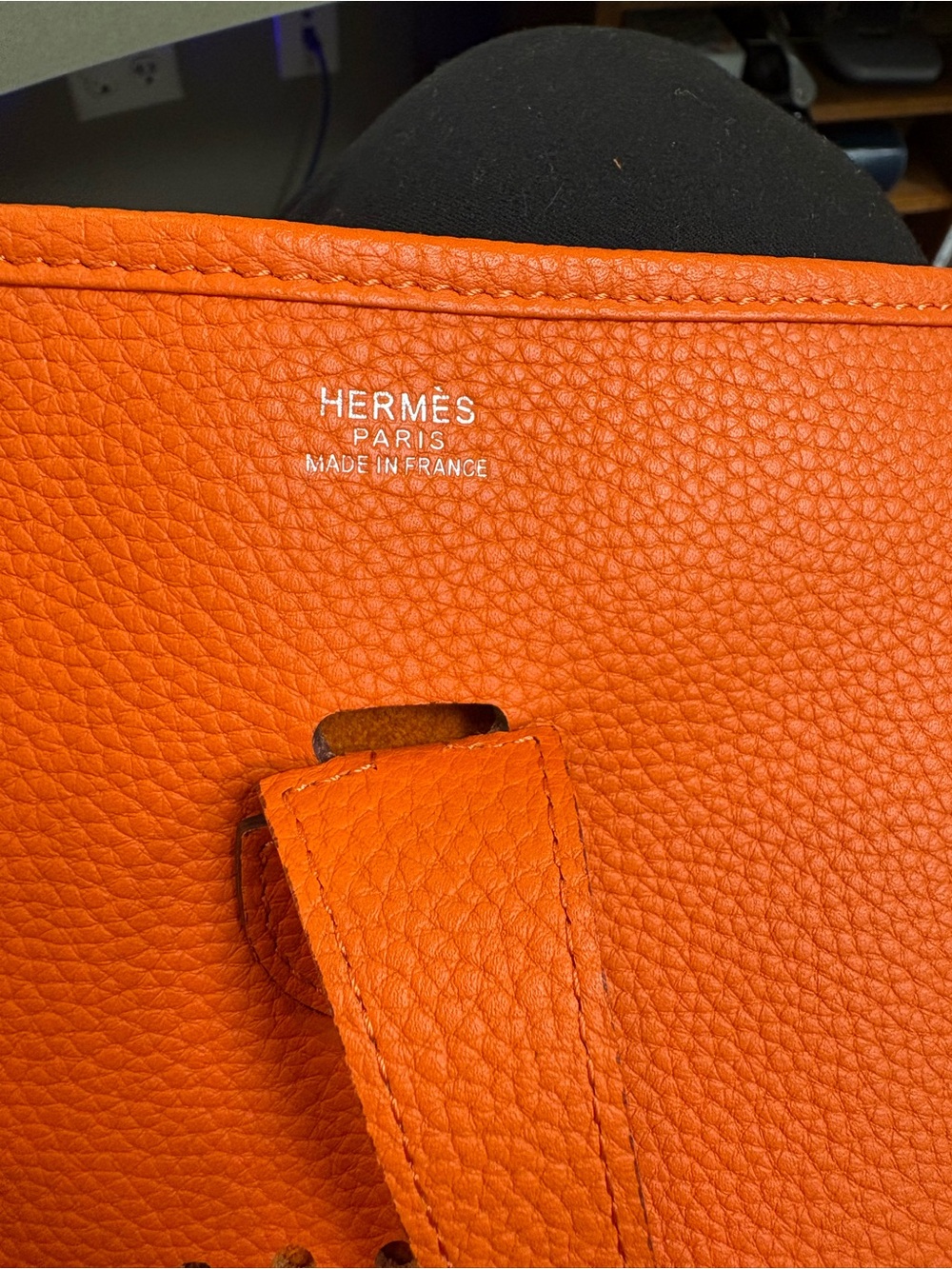 Orange Perforated 'H' Crossbody Shoulder Bag - Picture 6 of 8